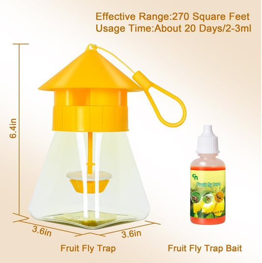 Outdoor Fly Traps with Natural Fruit Fly Bait Refill,Reusable Fruit Flies Trap Jar for Fruit and Vegetable Garden(Only Catch Fruit Trees and Melon Vines Fly)