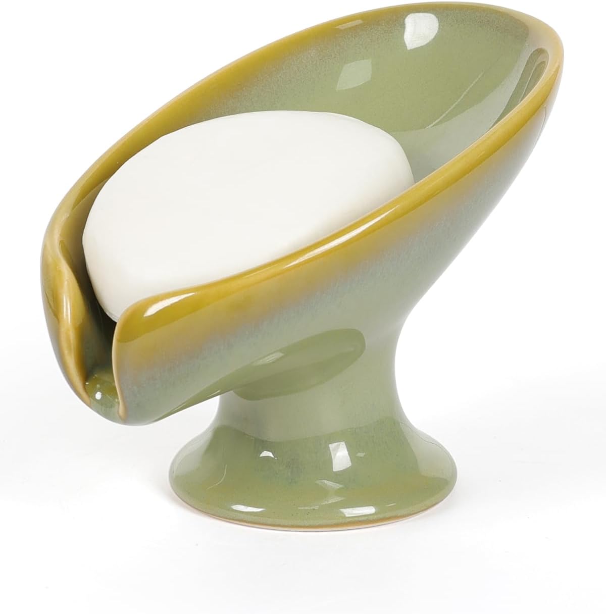 Small Soap Dish, Self Draining Bar Soap Holder for Bathroom Sink, Leaf Shaped Drainage Ceramic with Marble-Pattern Finish, Decorative Soap Dish, No Suction Cup, ANTIS'S HOME