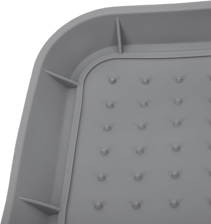 Bewinner Non Slip Silicone Shoe Tray with Raised Lip Heavy Duty Boot Mat Organizer for Entryway, 30x15 Inch Indoor Outdoor Use - Boot Tray for Front Door, Mudroom, Drying Shoes & Pet (Grey)