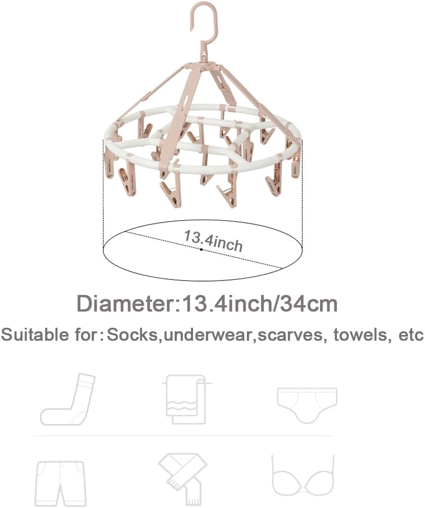 Foshine Clothes Drying Racks Foldable Clip Hangers with 20 Drying Clips | Drip Hanger Plastic Clip Hangers Plastic for Underwear Socks Bras Lingerie