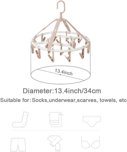 Foshine Clothes Drying Racks Foldable Clip Hangers with 20 Drying Clips | Drip Hanger Plastic Clip Hangers Plastic for Underwear Socks Bras Lingerie