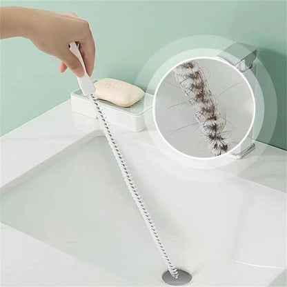 Sink Drain Overflow Cleaning Brush, Household Sewer Hair Catcher, 17.8 inch, White
