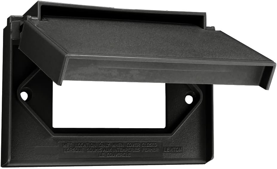 Leviton 1-Gang Decora Wallplate Cover, Weather-Resistant, Thermoplastic, Device Mount, Horizontal Self Closing Lid, 4998-W, White