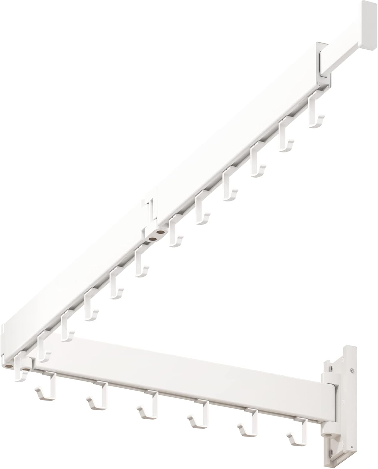 HEILAIYI Clothes Drying Rack for Laundry,Wall Mounted Clothes Hanger Rack,Folding,Retractable,Collapsible(J Shape Hooks)
