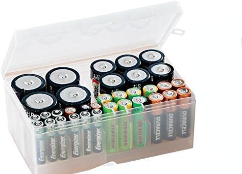 Dial Industries Battery Organizer Case with Tester for 12 AAA 12 AA 6C 4D | Compact cases for organizing in garage, toolboxes, RVs etc. Clear cases so easy to find in emergencies vs loose in drawer.