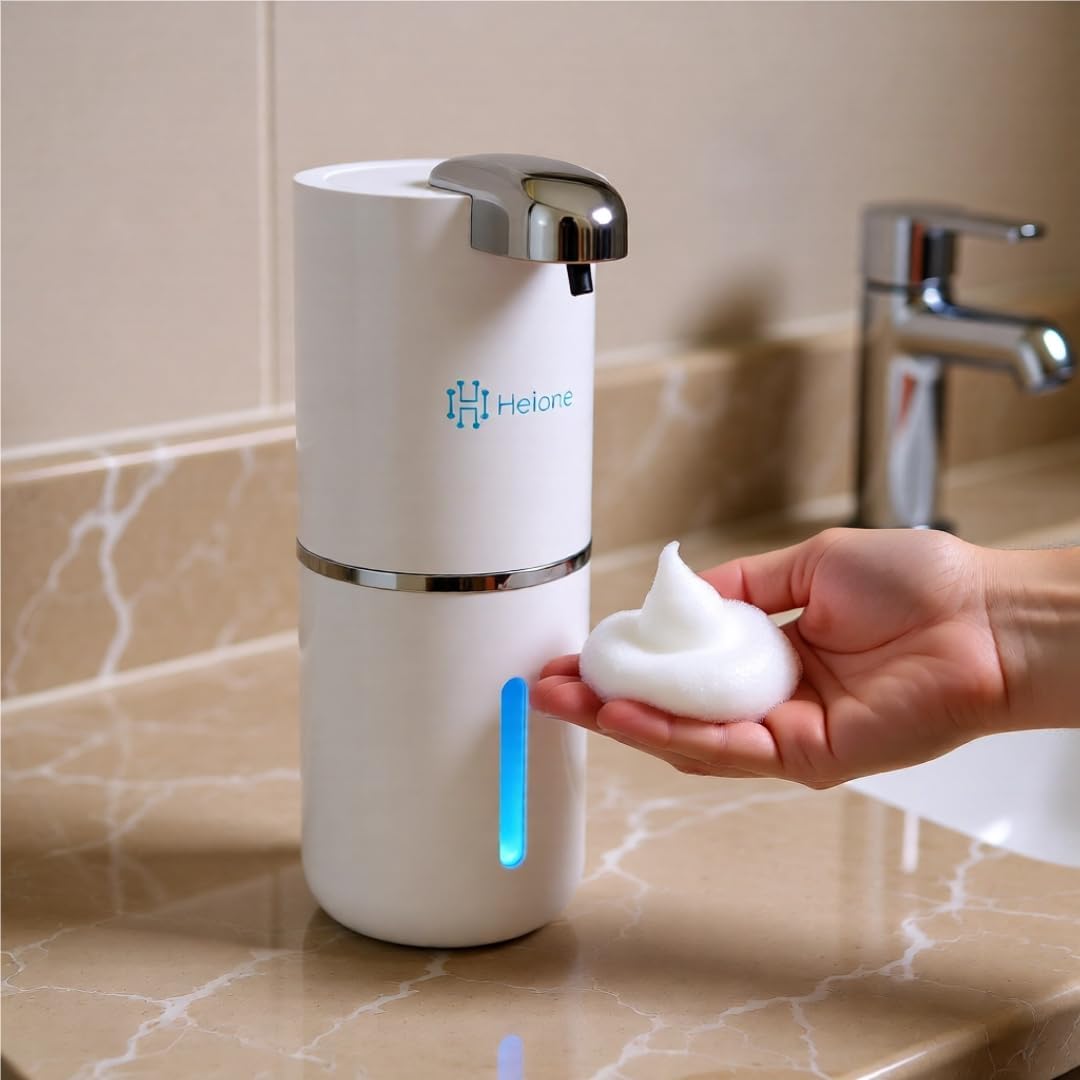 Automatic Touchless Foam Soap Dispenser - USB-C Rechargeable Foaming Soap Pump, IPX5 Waterproof for Bathroom & Kitchen, 12.8oz, Wall Mount or Countertop (Black)