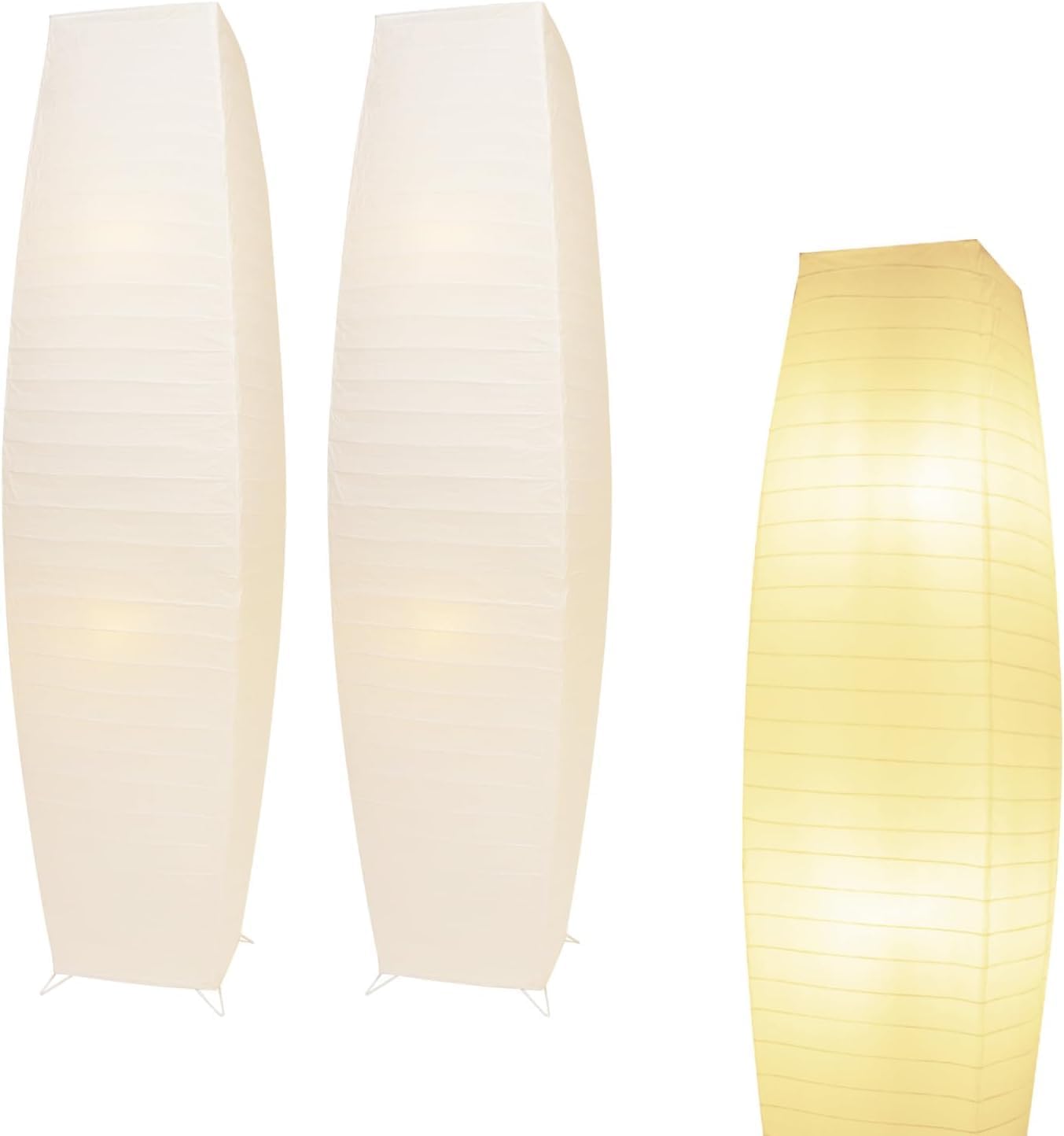 Paper Floor Lamp, Rice Paper Lamp for Living Room, Japanese Floor Lamp Rice Shade for Bedroom, Office& Living Room-Beige(Oval)
