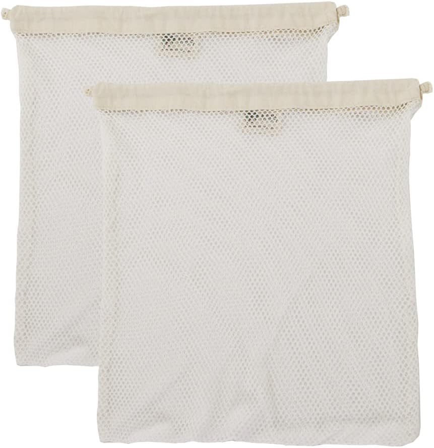 Simple Ecology Organic Cotton Mesh Laundry Bag; Machine Washing Bags for Delicates, Lingerie and Garments, Small 2 pack