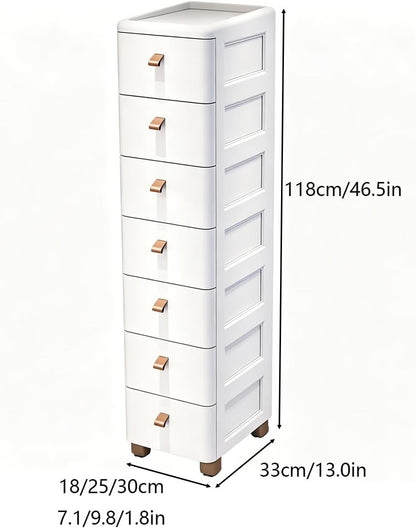 Slim Rolling Storage Cart for Narrow Gaps, 7-Tier Tall Narrow Storage Cabinet with Wheels, Space Saving Organizer for Kitchen, Bathroom, Laundry(A,30cm/11.8in 3-Tier)
