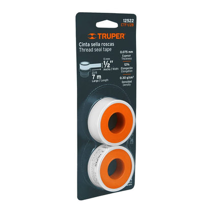 TRUPER CTF-1/2B 8 yd Thread Seal Tape, in Blister 1/2" (12mm)