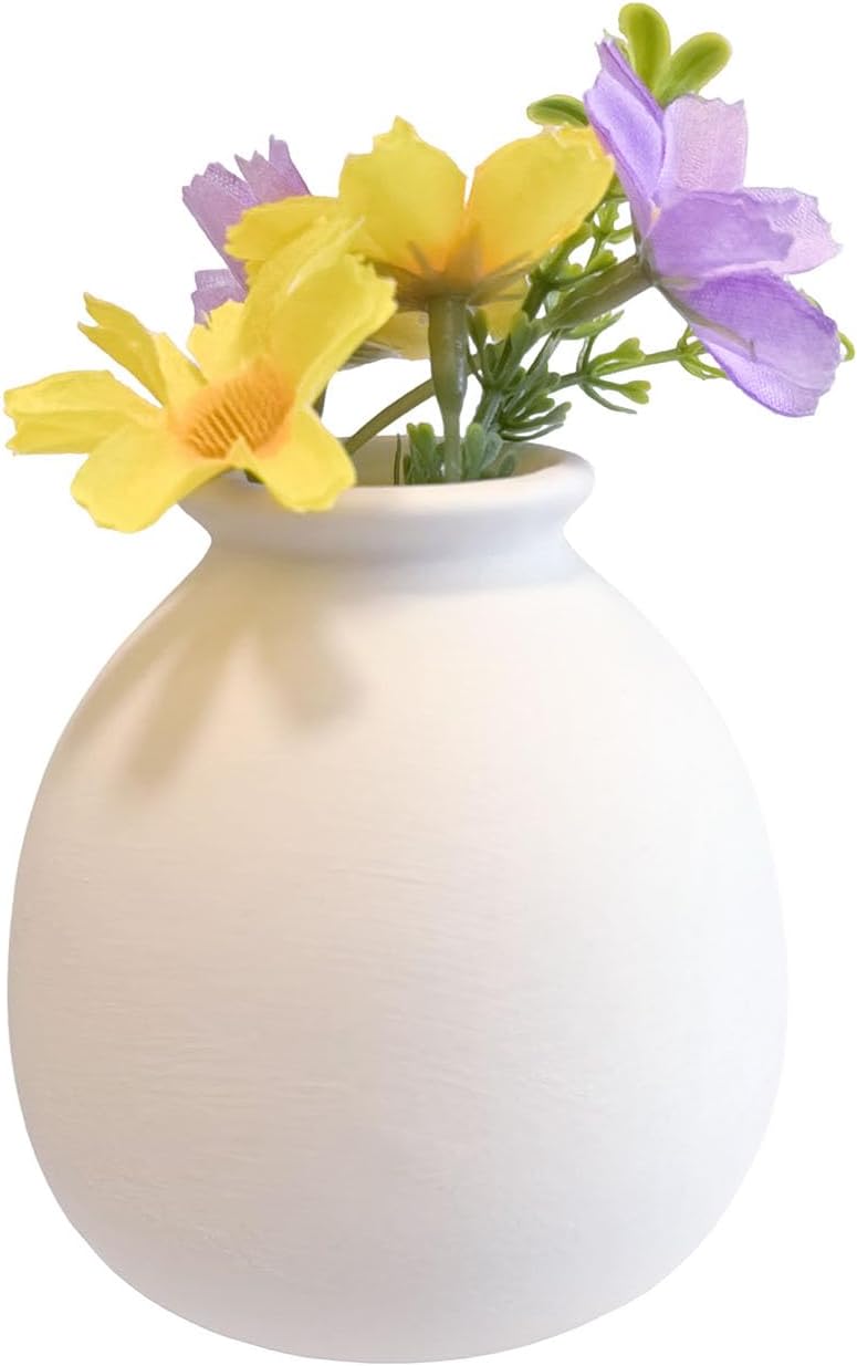 Daittin 3-Piece Ceramic Bud Vases Set - Small White Matte Vases for Dried Flowers, Decorative Mini Vases for Home Decor, Tabletop, Shelf, Office & Bedroom, Ideal for Housewarmings & Gift-Giving