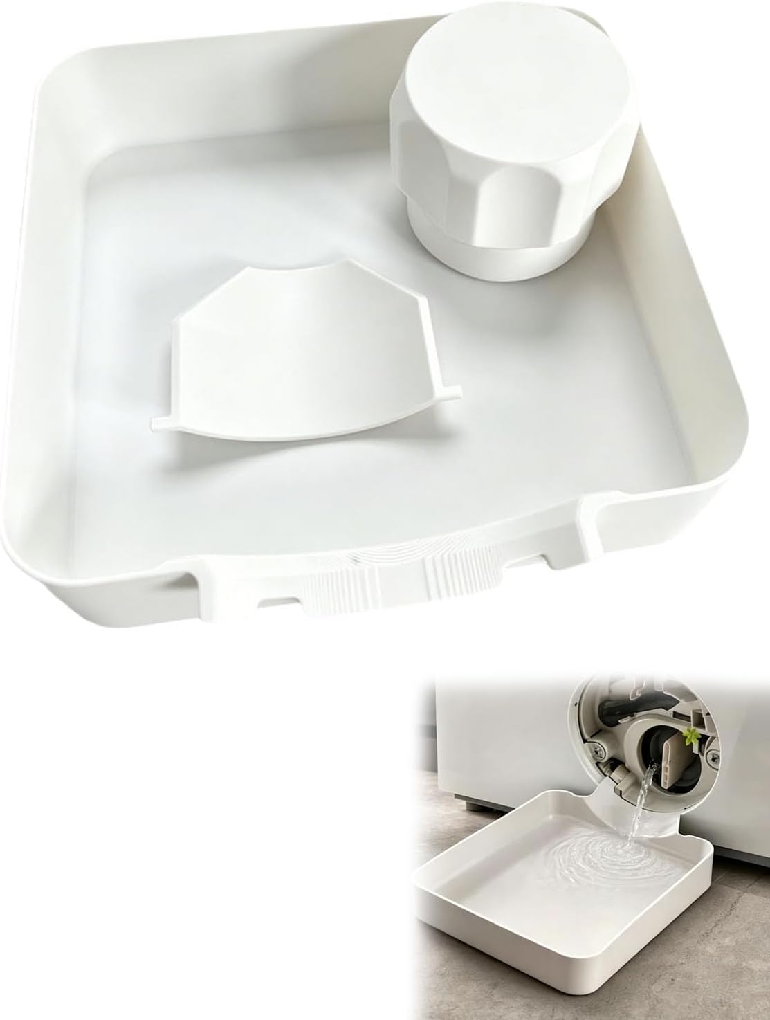 Washing Machine Drain Tray, Washing Machine Filter Drain Tray, Universal Front-Load Washing Machinedrain Pan, For Basements, Apartments, Mobile Homes, Garages, And Rentals，1set