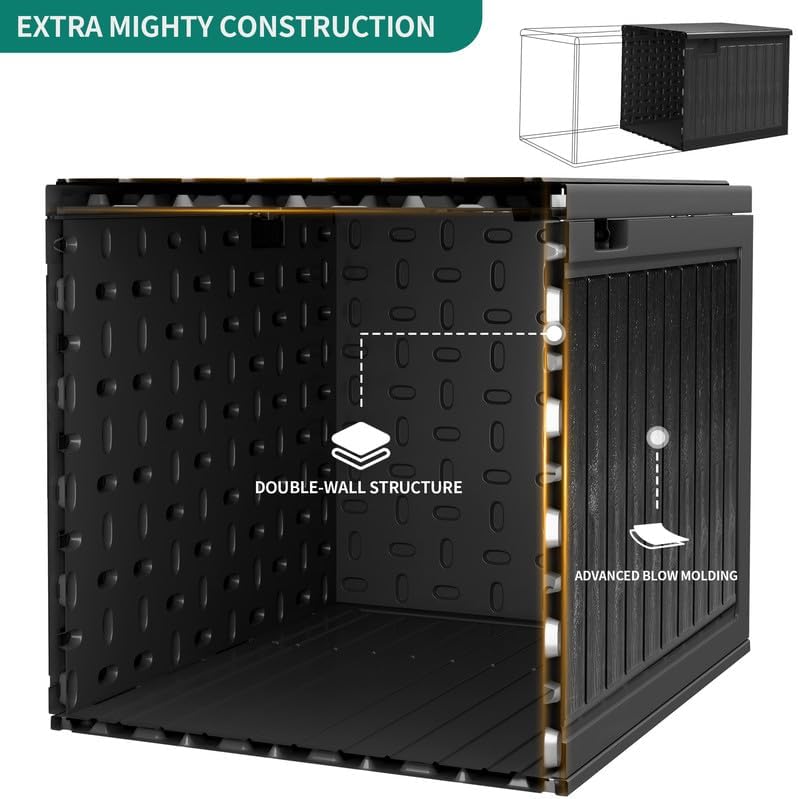 YITAHOME 100 Gallon Large Outdoor Deck Box | Waterproof Resin Storage Box, Lockable Indoor Outdoor Storage Container for Patio Furniture Cushions, Pool Accessories