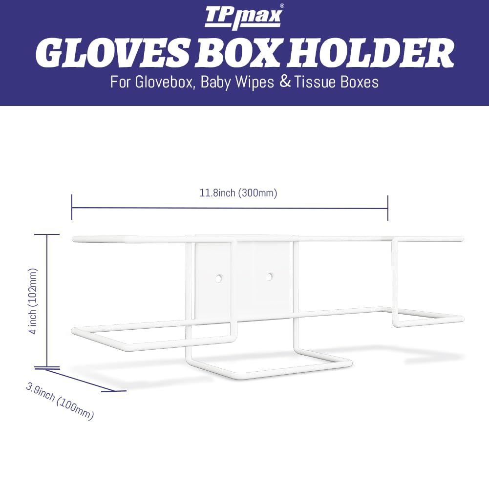 XL Gloves Box Holder,Wire Rack Dispenser for Gloves - Tissues Paper Towels Organizer - Mounting Accessories Included - Holds up to 3 Boxes - Perfect for Lab, Food Service and Home