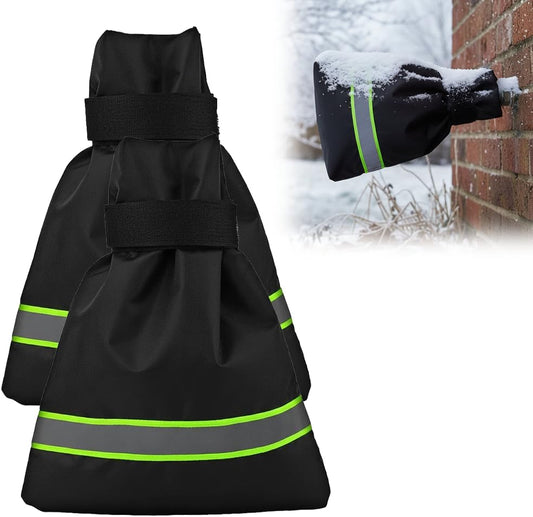 Outdoor Faucet Covers for Winter Freeze Protection, 9.8" x 6.3" Reusable Waterproof Insulated Spigot Covers, Easy-to-Use Hose Bib Socks for Outdoor Faucets, Pipes & Spigots (Green, 2 PCS)