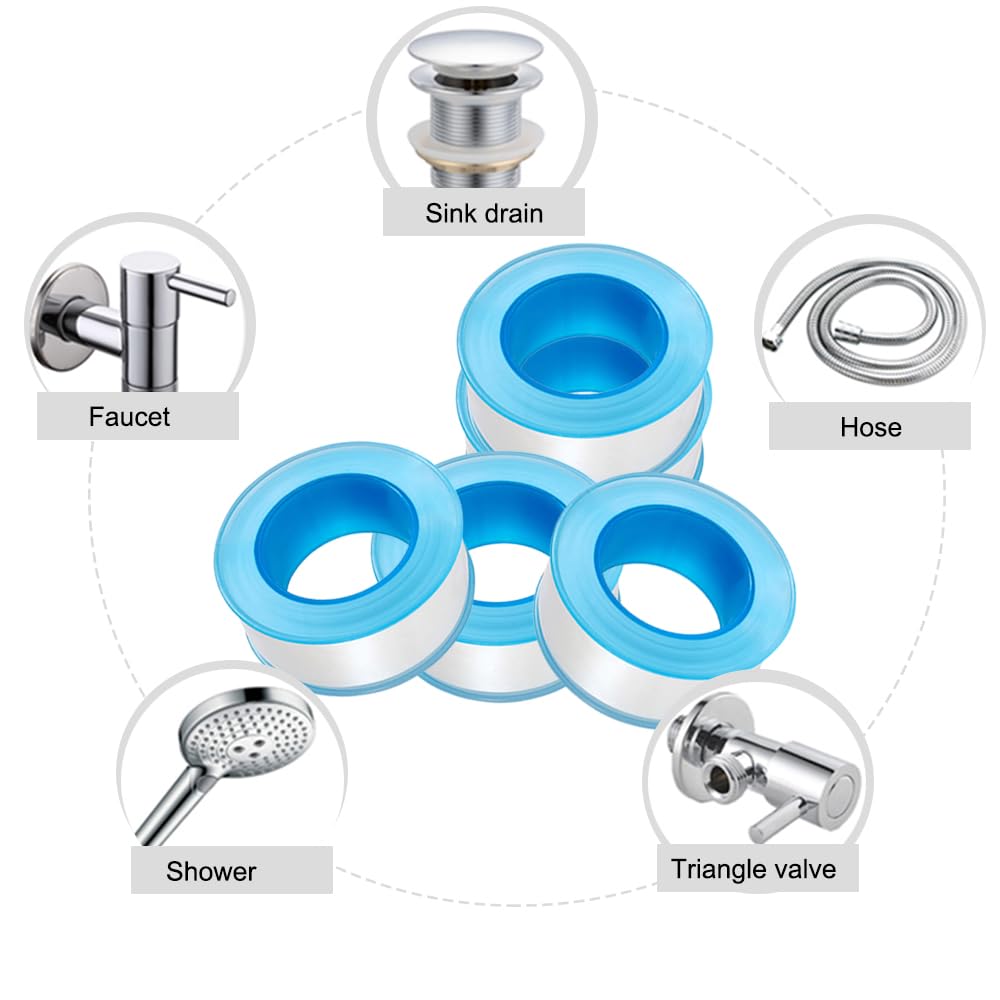 SKYPRO 10 Rolls Thread Seal Tapes, 1/2 PTFE Pipe Sealant Tape Industrial Thread Sealants Plumbers Thread Tape for Leak Water, Plumbers, Plumbing, Airs Head, Thread Pipe(1/2" x394", White)