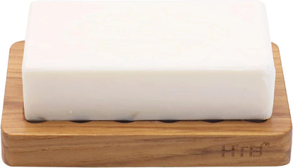 HTB Slotted Bar Soap Holder Teak Wood,Sponge Holder for Kitchen Sink | Self Draining Soap Dish for Shower, Bathroom, Bathtub, RV,Soap Saver Keep Soap Dry,Extend Soap Life,Bathroom Accessories
