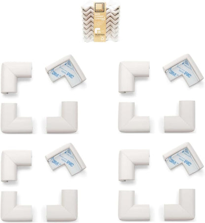 Roving Cove HeftyFit Corner Protector for Baby (4 Large Corners), Heavy-Duty Soft Rubber Foam Furniture Corner Bumper Guards, 3M Adhesive Pre-Taped, Oyster White (Off White)