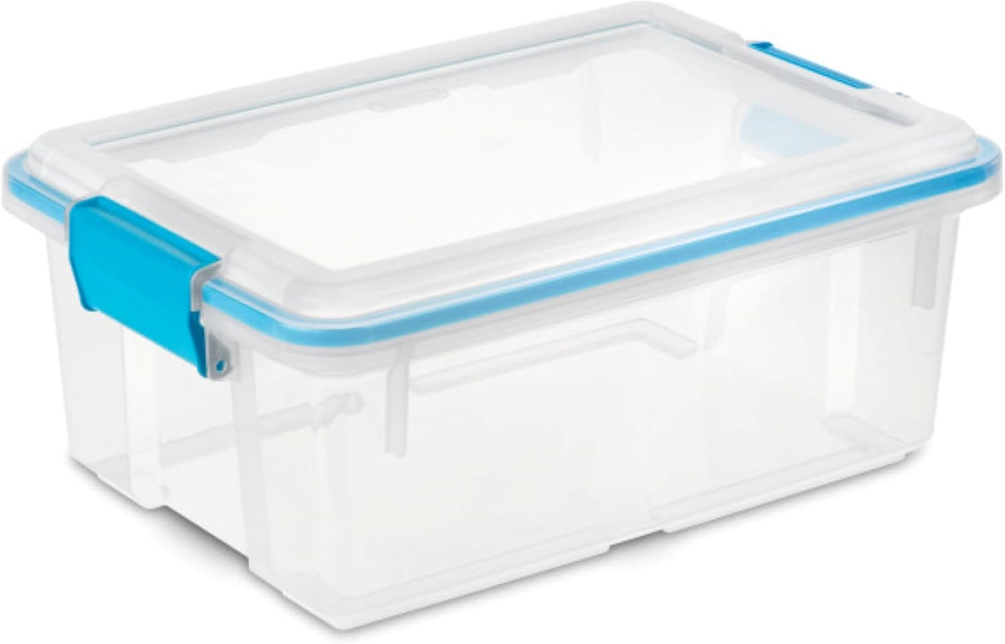 Sterilite 4-Pack Gasket Box, Home Storage Organizer Bins with Lids, 37 Quart – Stackable Clear Plastic Containers for Bedroom, Bathroom, Garage, Basement, or Attic