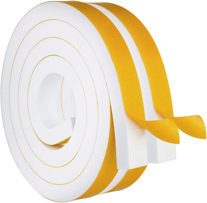 ToLanbbt White Door Window Weather Stripping Self Adhesive Foam Tape High Density Foam Sealing Strip Window Insulation Weatherproof Gasket Tape for Doors and Windows (1/2" W X 1/8" T X 16.5')