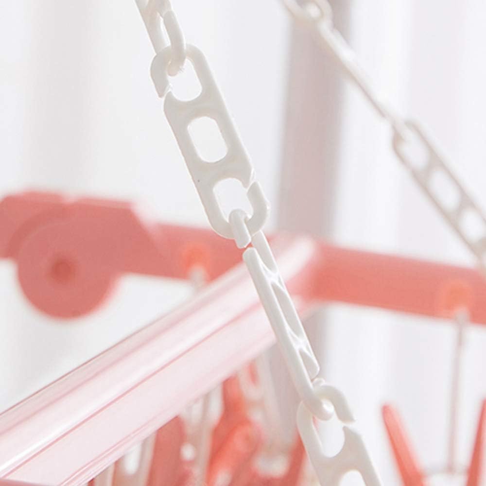 Clothes Drying Hanger with 32 Clips and Drip Foldable Hanging Rack (Light Green)