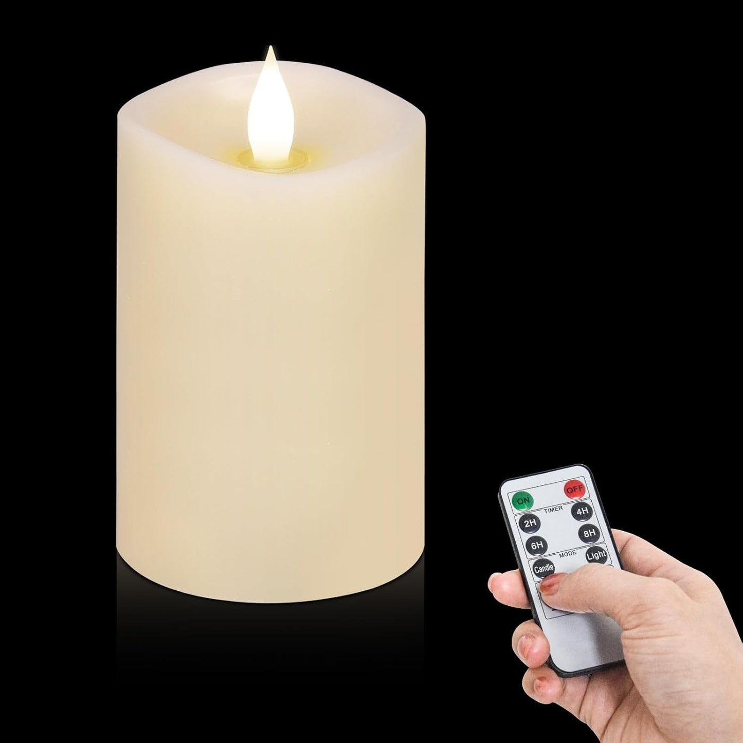 3x4 Flickering Flameless Candles Set of 3,Real Wax Pillar LED Candles,with Timer,4 inch Flameless Candles with Remote,for Party Wedding Holiday Home Decor,Ivory
