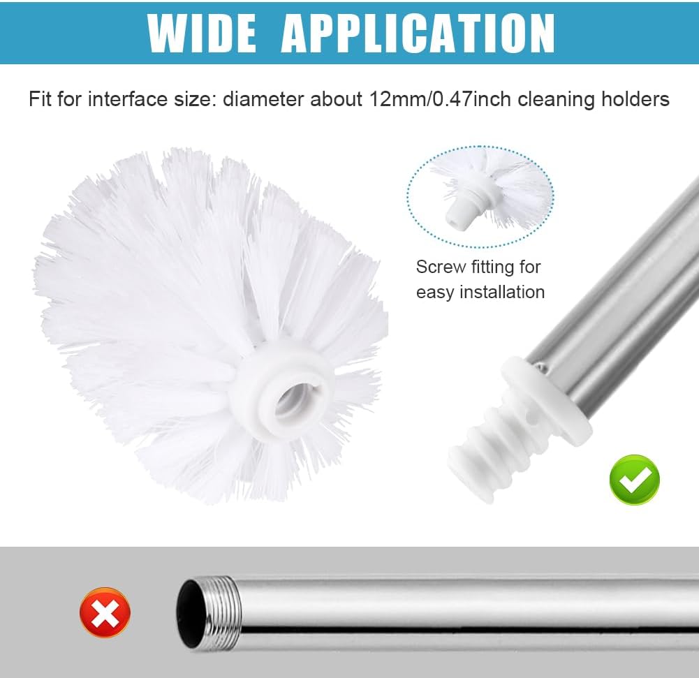 EKDJKK 2PCS Toilet Bowl Brush Replacement Head, Toilet Brush Head Replacement with Durable Stiff Bristles, Cleaning Tool for Home Hotel Bathroom (White)