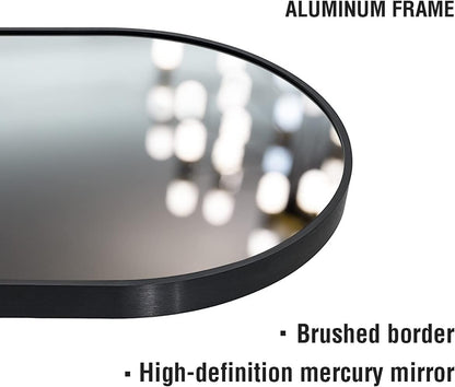 OGCAU Floor Full Length Mirror, 56"x20" Arched Full Body Mirror, Hanging or Leaning, Standing, Wall Mounted with Aluminum Frame for Bedroom Living Room, White