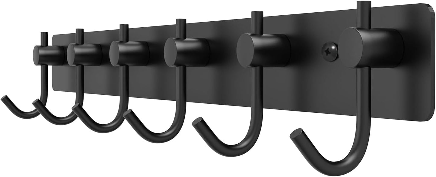 VAEHOLD Black Hat and Coat Wall Mount Rack - 3 Hooks for Robes, Bags, Keys, and Towels - Bathroom Towel Hanger Organizer (1 Pack)