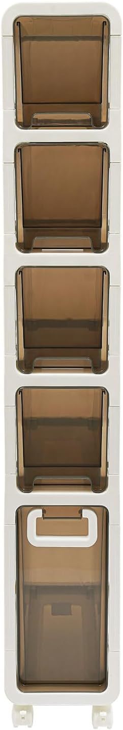5-Tier Slim Bathroom Storage Cabinet,Narrow Floor Cabinets with Drawers and Wheels,Rolling Narrow Organizer for Small Spaces,Kitchen,Laundry,7.9”W