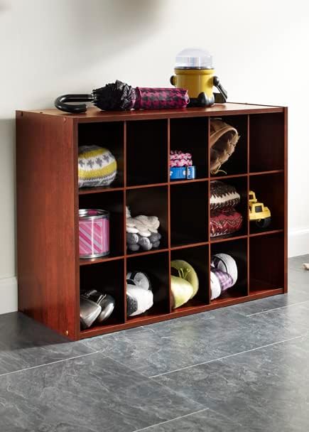 ClosetMaid 15 Cube Stackable Storage Organizer for Shoes, Bags, Crafts, Hobbies with Wood Shelves, for Closet, Entryway or Mudroom, Espresso