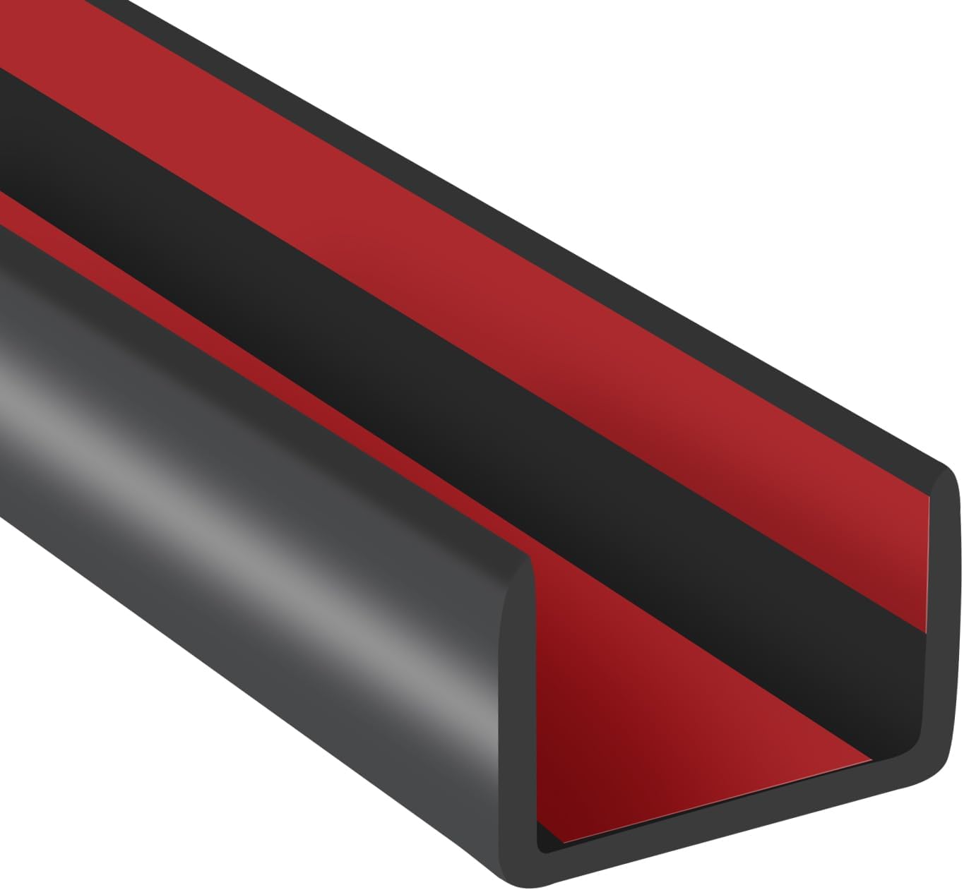 Slimline Cabinet Door Edge Protector, 3/4" Self Adhesive Peel and Stick Rubber Edge Guards, Flexible U Shaped Strips for Kitchen & Garbage Drawer Fronts, Edge Trims for Desks and Shelfves, Black, 10Ft