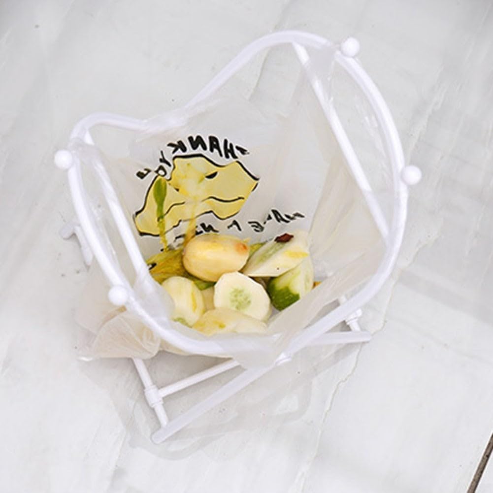 Trash Bag Stand, Foldable Trash Bag Holder Kitchen Trash Bag Rack Indoor Outdoor Trash Can Stand for Kitchen, Camping, Picnic (White)