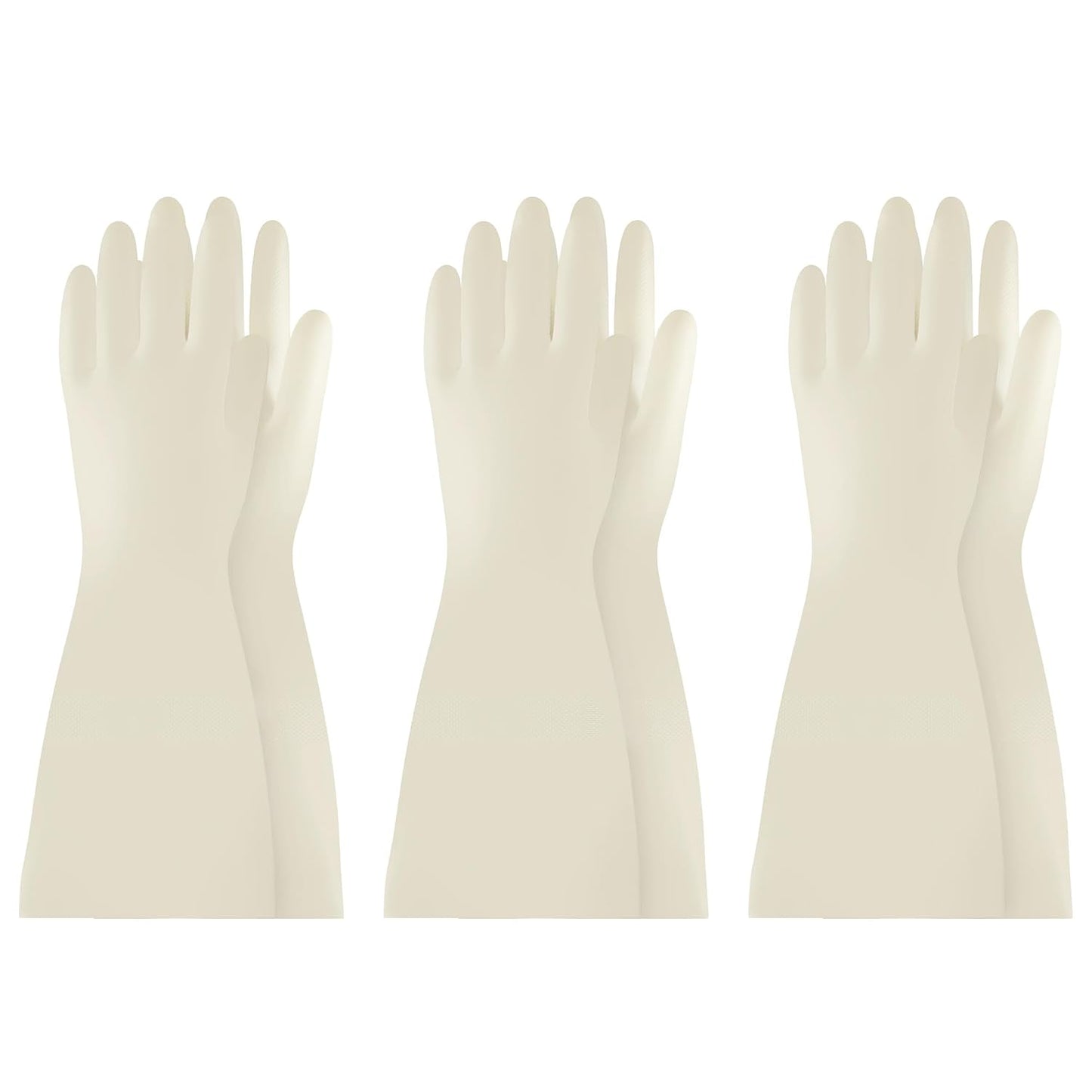 BOOMJOY Nitrile Cleaning Gloves, Long Cuff Dishwashing Gloves Heavy Duty, Reusable Medium Gloves for Kitchen, Bathroom, Gardening, Working, Pet Care - White, 3 Pairs, Size M