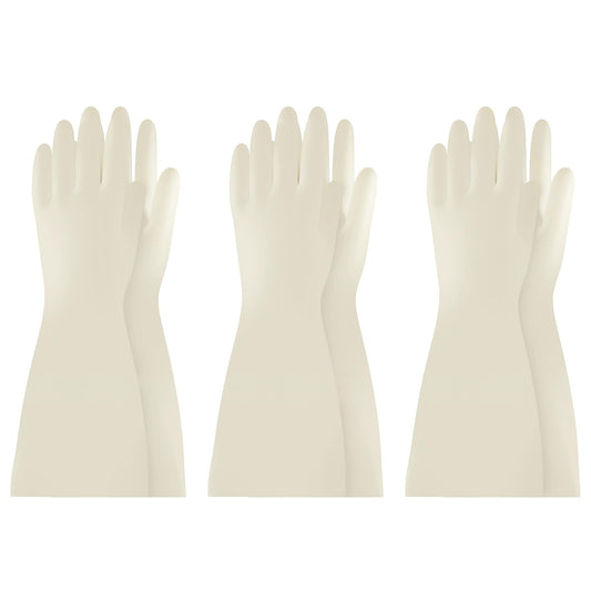 BOOMJOY Nitrile Cleaning Gloves, Long Cuff Dishwashing Gloves Heavy Duty, Reusable Medium Gloves for Kitchen, Bathroom, Gardening, Working, Pet Care - White, 3 Pairs, Size M