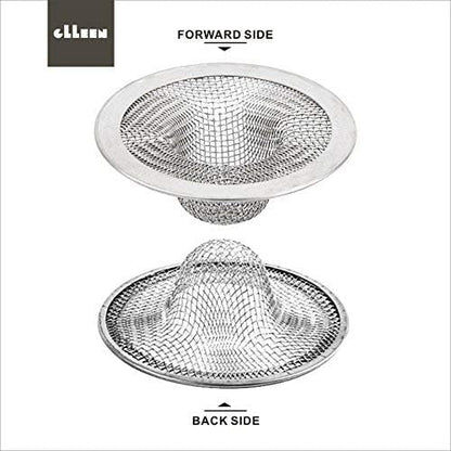 Sink Strainer 2Pcs Stainless Steel Metal Mesh Sink Drain Strainer Large Wide Brim 3.5" Diameter for Most Kitchen Sink Bathroom Bathtub Shower Room Balcony Drains