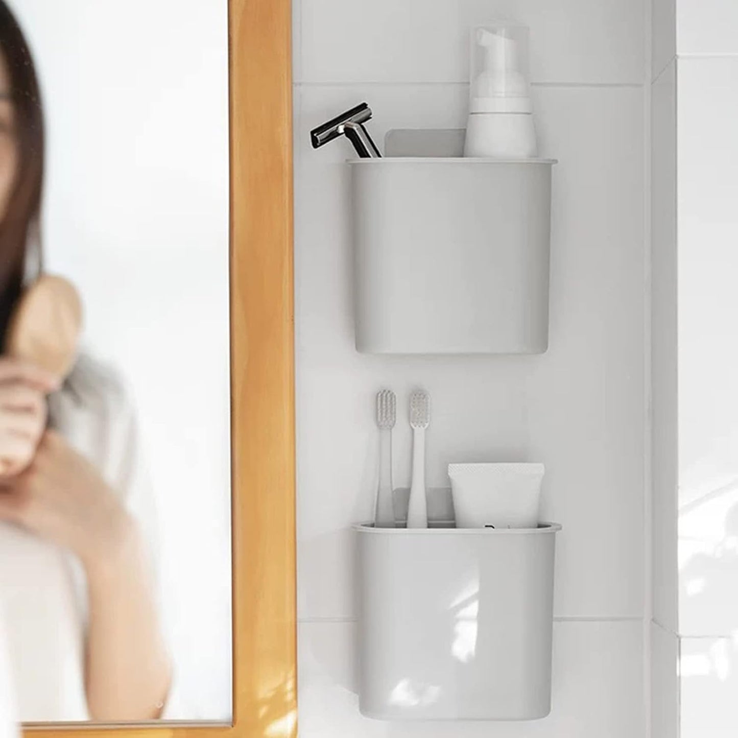 Toothbrush Holders Wall Mounted, Self Adhesive Tooth Brush Holder for Bathroom Electric Toothbrush Toothpaste Razor Bathroom Accessories(Clear)