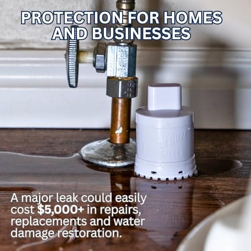 Flood Buzz Pro Water Leak Detectors for Homes & Businesses - 4-Pack | No Setup Required - 110db alarm - Under Sink, Toilet, Basement, Attic, RV, Water Heater, Dishwasher - Reusable Alarm