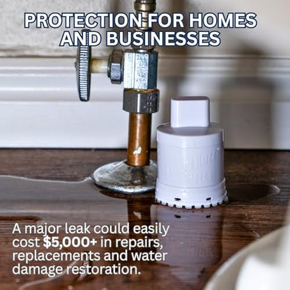 Flood Buzz Pro Water Leak Detectors for Homes & Businesses - 4-Pack | No Setup Required - 110db alarm - Under Sink, Toilet, Basement, Attic, RV, Water Heater, Dishwasher - Reusable Alarm