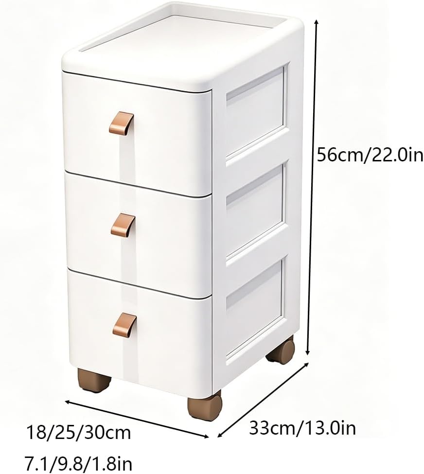 Slim Rolling Storage Cart for Narrow Gaps, 7-Tier Tall Narrow Storage Cabinet with Wheels, Space Saving Organizer for Kitchen, Bathroom, Laundry(A,30cm/11.8in 3-Tier)