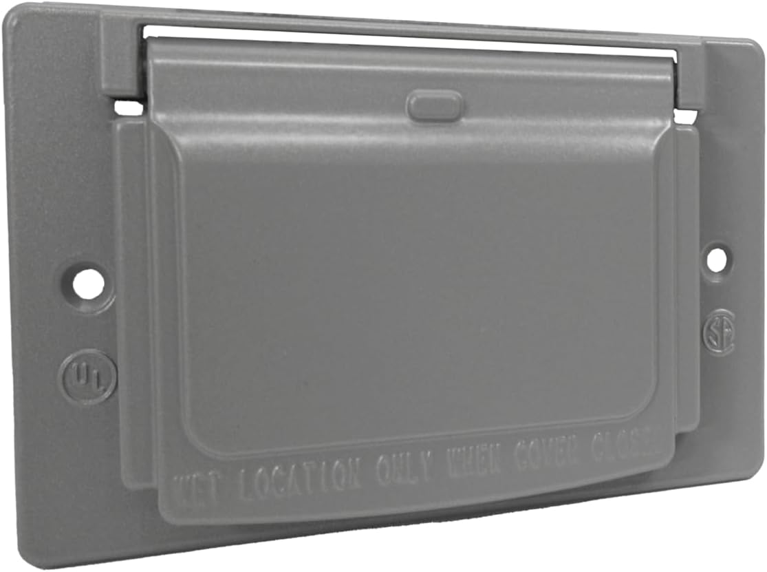 Sigma 14249 Weatherproof 1-Gang Horizontal GFCI Receptacle Cover, Gray
