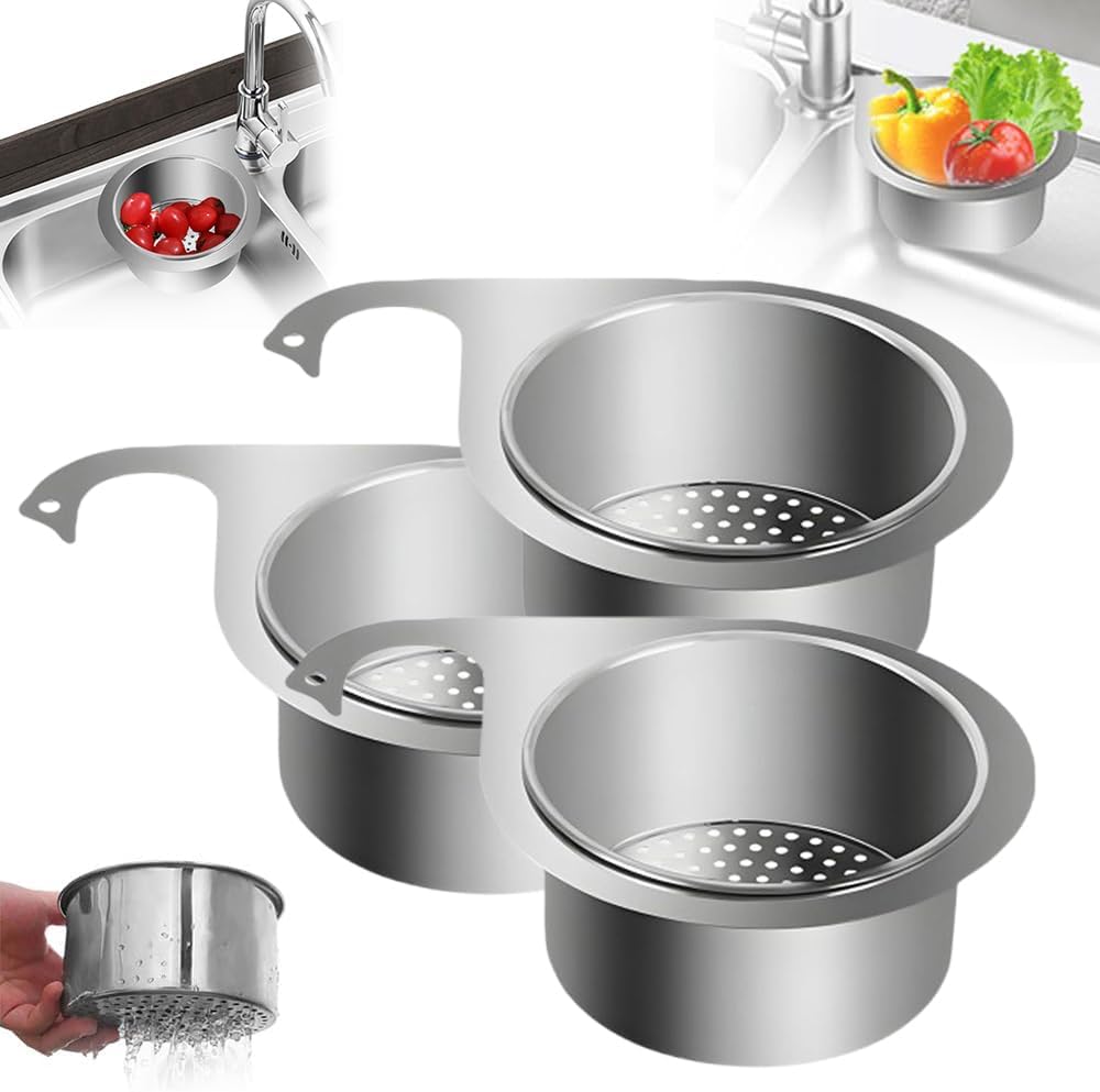 Stainless Steel Swan Sink Strainer Basket, 2025 New Multifunctional Kitchen Draining Basket for Sinkt, Corner Sink Strainer Baskets for Kitchen Fruit Vegetable (1pcs)