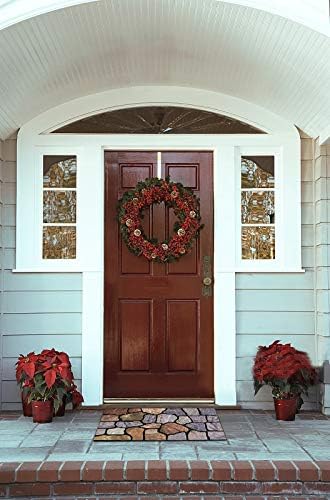 Cobblestone Front Door Mat & Entrance Rug - Waterproof, 18''x30'' Patio Rug, Dirt & Mud Trapper, Outdoor Welcome Doormat