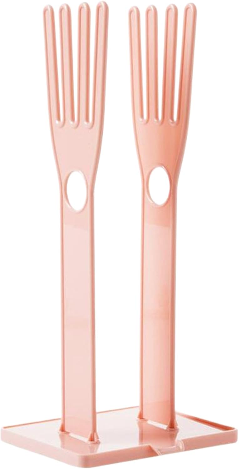 Kitchen Glove Holder, Finger Shape Plastic Dish Glove Dryer Holder with Hanging Hole, Detachable Glove Bag Drying Rack with Drain Tray for Long Gloves, Short Gloves, Rags