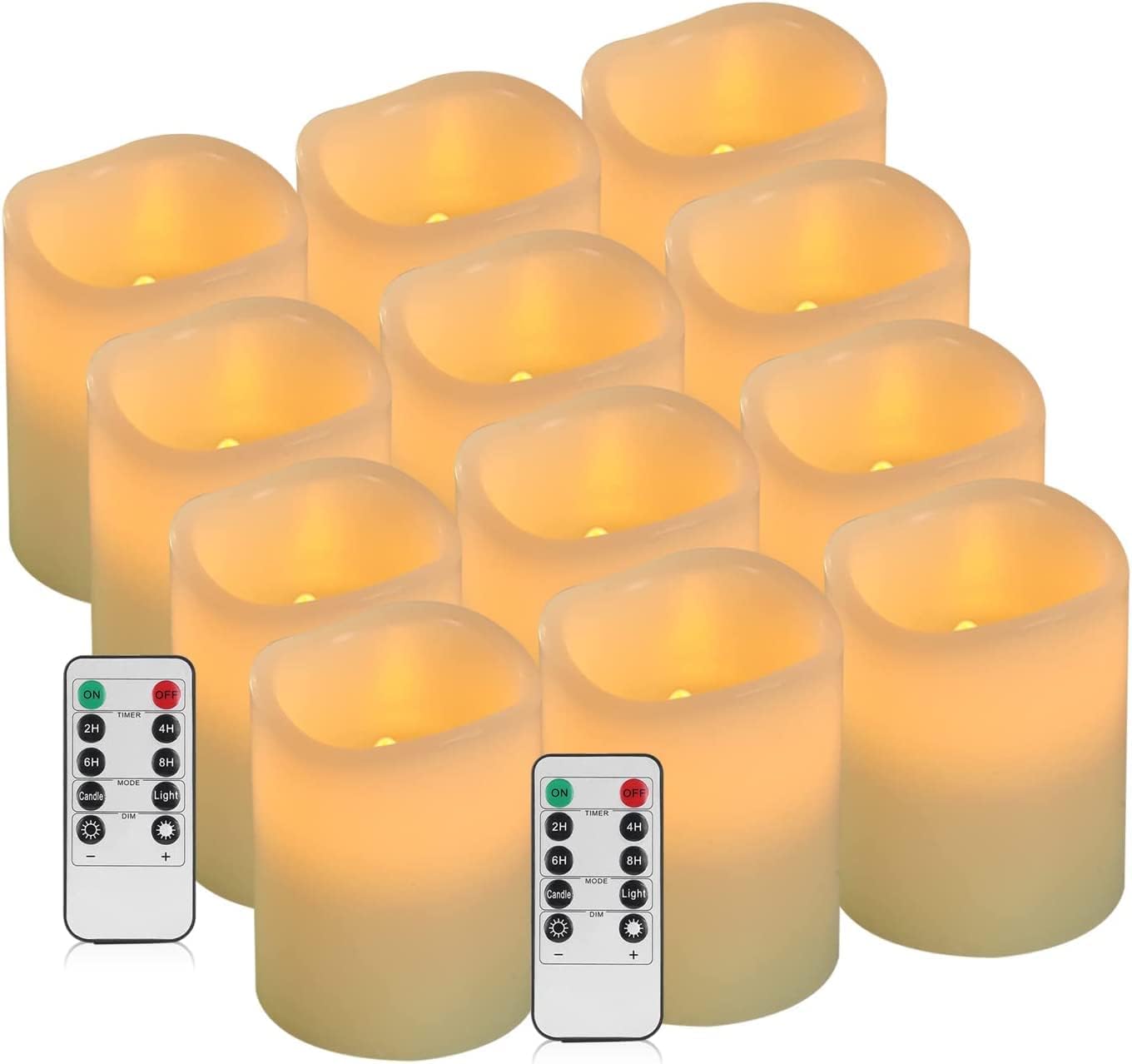 antizer Flameless Candles Led Candles Pack of 9 (H 4" 5" 6" 7" 8" 9" x D 2.2") Real Wax Battery Candles with Remote Timer for Home Fireplace Decor Wedding Festival Decor (Ivory 9 Pack)