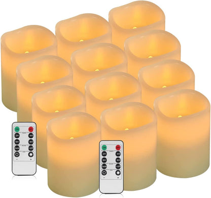 antizer Flameless Candles Led Candles Pack of 9 (H 4" 5" 6" 7" 8" 9" x D 2.2") Real Wax Battery Candles with Remote Timer for Home Fireplace Decor Wedding Festival Decor (Ivory 9 Pack)