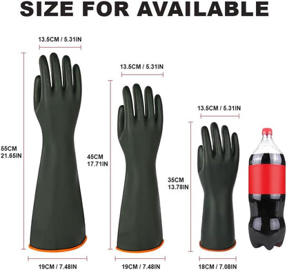 North Tower Heavy-Duty Latex Chemical Resistant Gloves - Reusable Long Rubber Dishwashing Gloves with Forearm Protection for Men - Waterproof, Industrial Safety Gear,18“，1 Pair