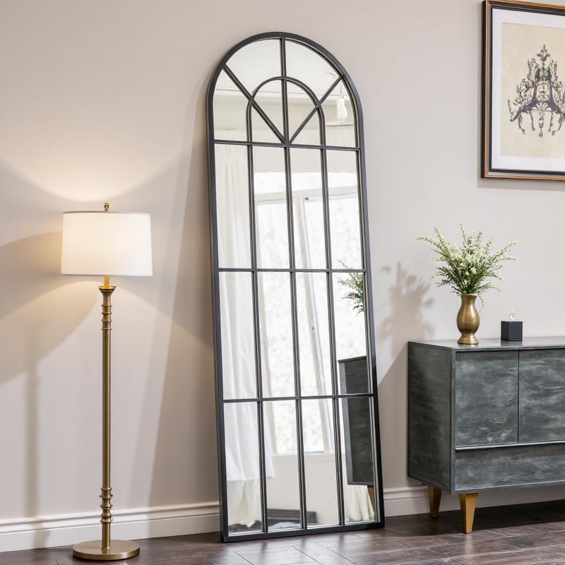 OGCAU Floor Full Length Mirror, 56"x20" Arched Full Body Mirror, Hanging or Leaning, Standing, Wall Mounted with Aluminum Frame for Bedroom Living Room, White