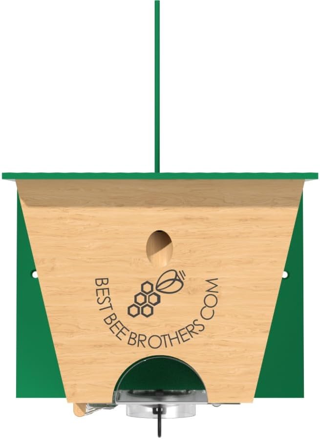 Best Bee Brothers Turbo Trap 2.0, Professional-Grade Carpenter Bee Trap for Outside with Bee Vault, Large Viewport & Spring-Loaded Door, 4.1” W x 4.8” H x 5.9” D