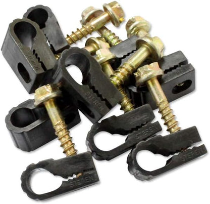 STEREN Coaxial Cable Clips - Cable Holder - Wire Clips - Siding Clips For Hanging - Cord Holder For Desk - Cable Clamps - Cord Clip - Wire Organizer Clips - Tv Mount Screws - Black - 100 Pack